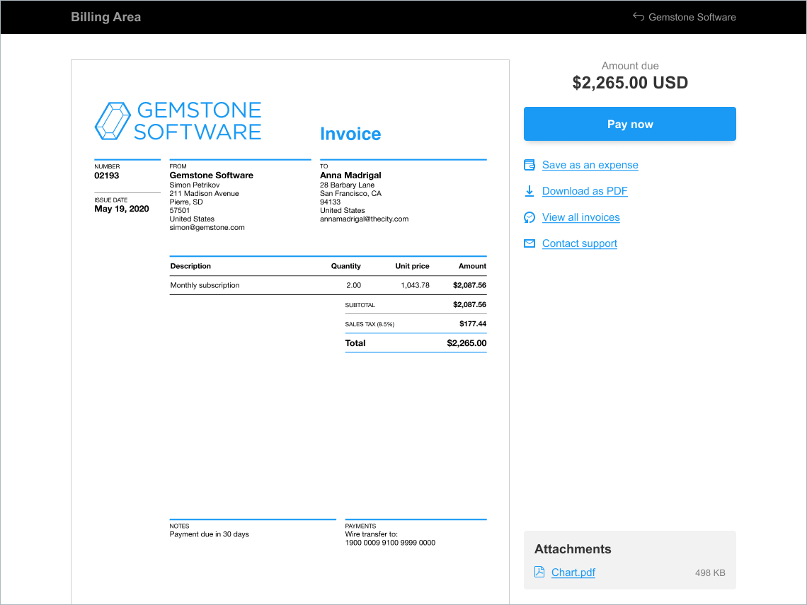 Billing invoice